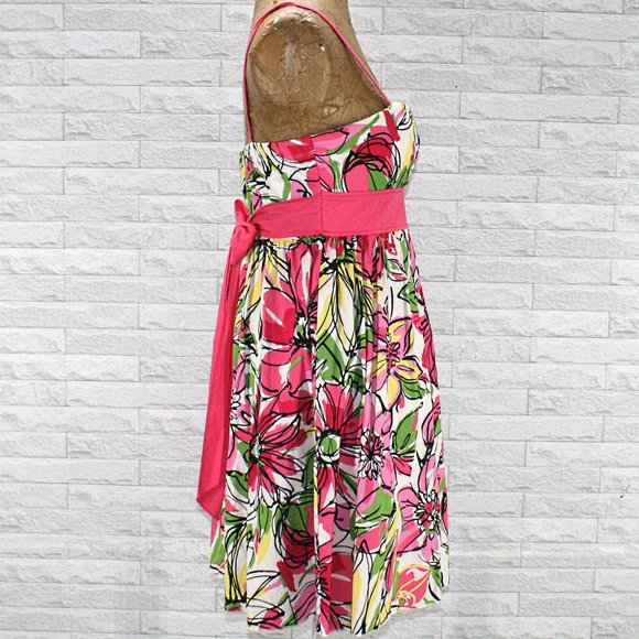 MY MICHELLE Dress Floral Pleated Casual Sundress Pink Green Juniors 11 - Picture 3 of 12
